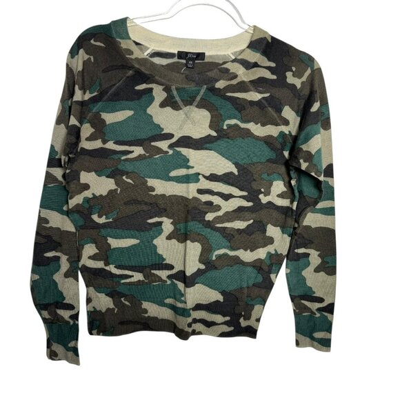 J.Crew Camo Sweatshirt Sweater womens Size XS 100% merino wool Crewneck NWT - Picture 3 of 12